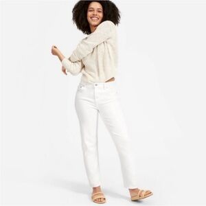 Everlane Bone High-Rise Straight Ankle Jeans